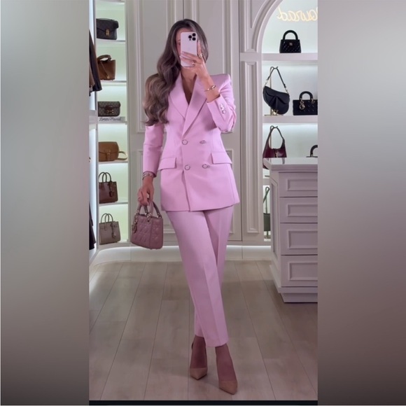 Zara Jackets & Blazers - ZARA 2 PIECES SET DOUBLE BREASTED SHOULDER PAD BLAZER AND SLIM HIGH WAIST PANTS
